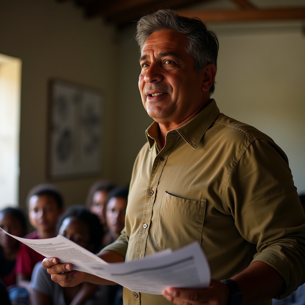 Community leader facilitating a financial education session for a neighborhood group
