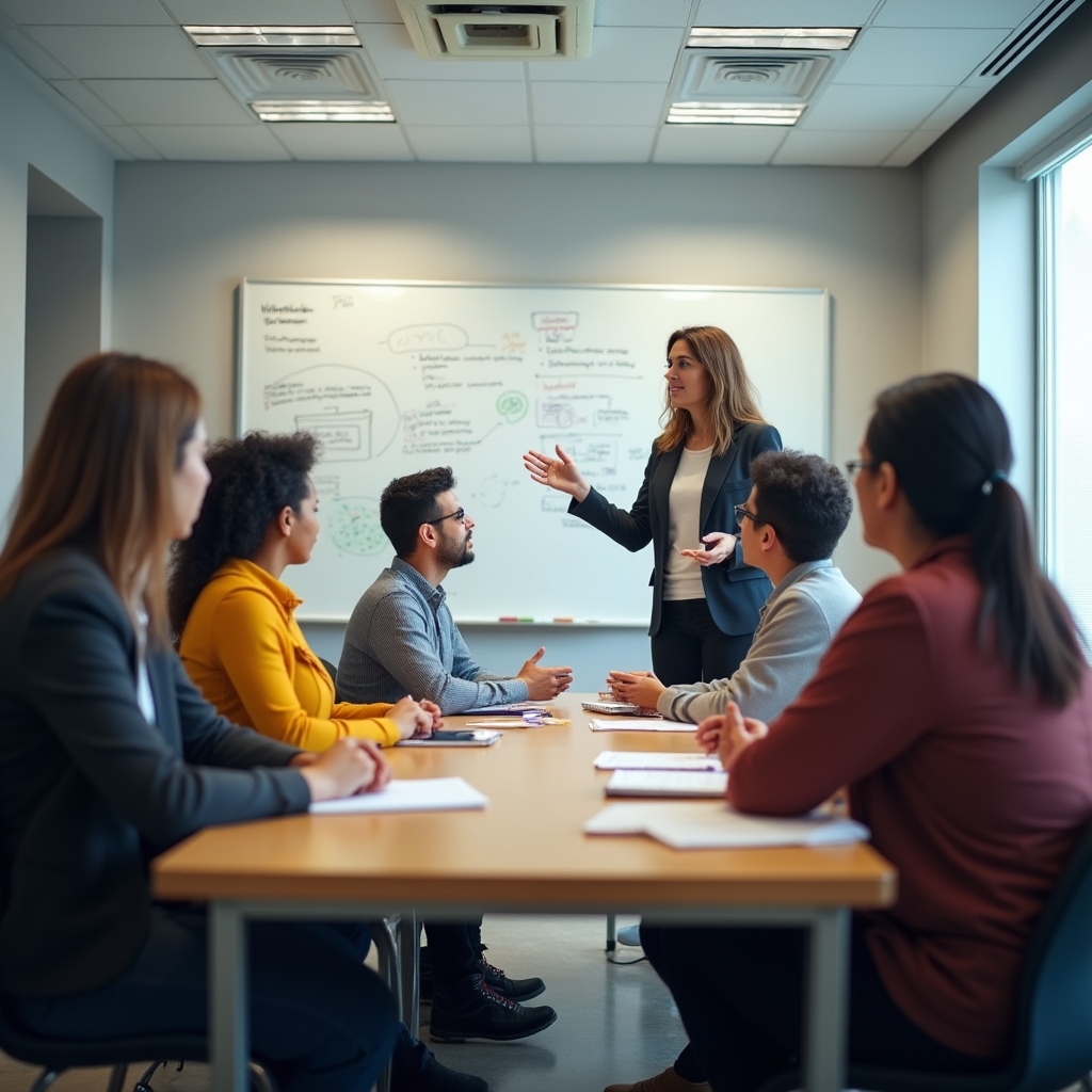 Educational workshop showing financial tools and instruments available in Colombia